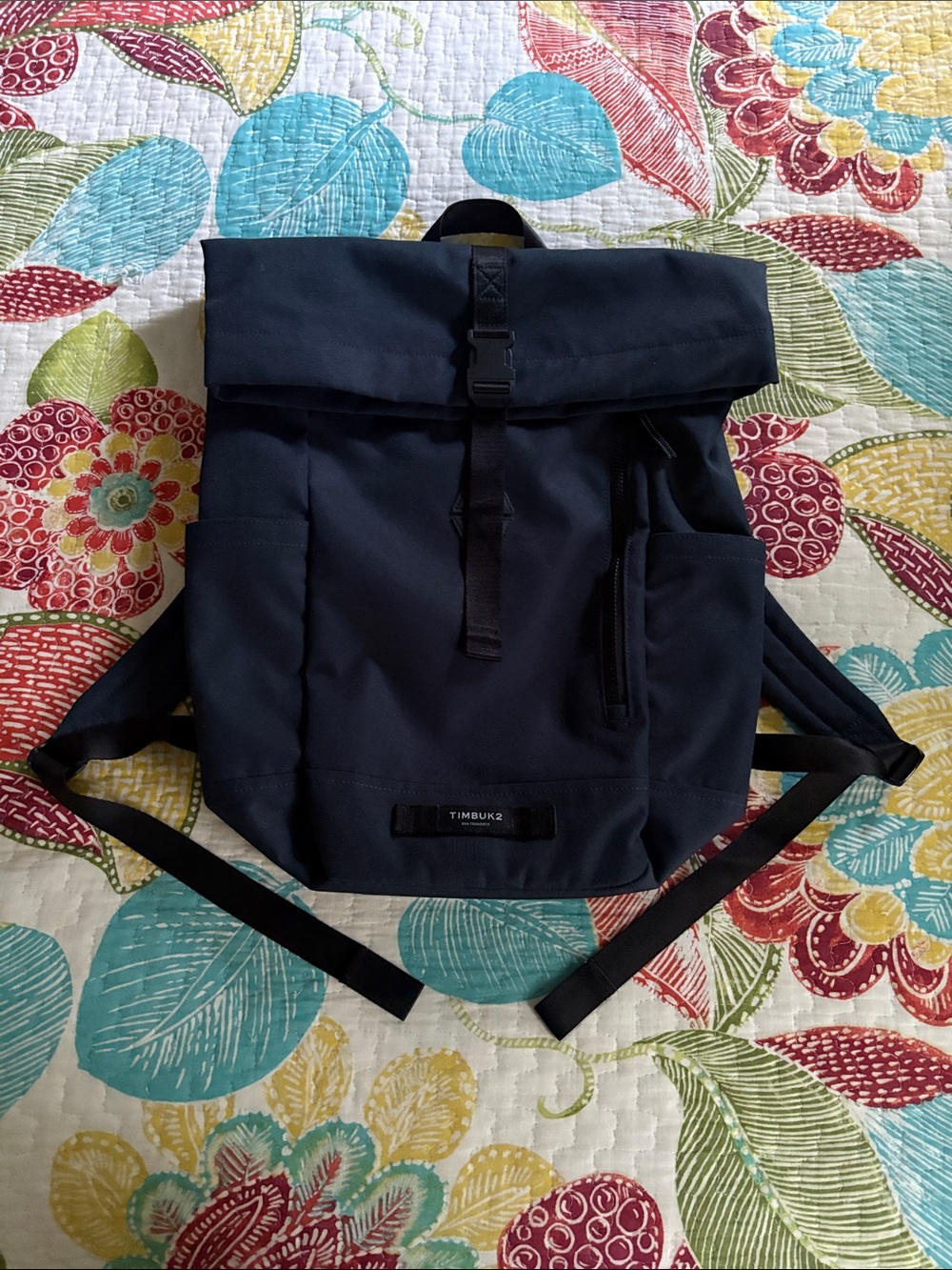 Timbuk2 Navy Roll-Top Backpack with Front Zip Pocket